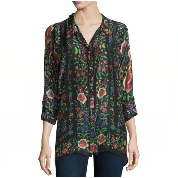 Johnny Was Emby 100% Silk Silk Floral Top - Picture 13 of 15